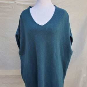 Nclaud.it. Elegant Teal V-Neck Sweater for Women